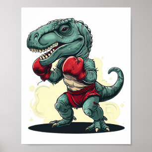 Boxing Dinosaur Boxer Dino Kickboxing T-rex Boxing Poster