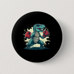 Boxing Dinosaur Boxer T-rex Kickboxing Dino Boxing 6 Cm Round Badge