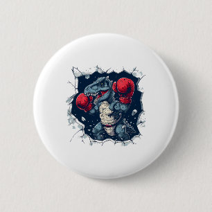 Boxing Dinosaur Boxer T-rex Kickboxing Dino Boxing 6 Cm Round Badge