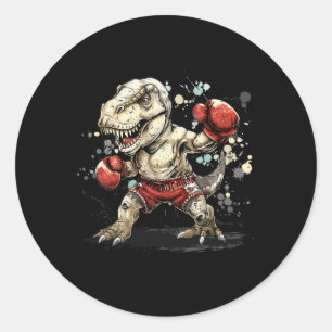 Boxing Dinosaur Boxer T-rex Kickboxing Dino Boxing Classic Round Sticker