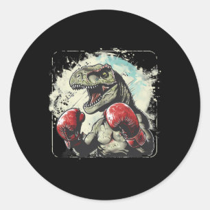 Boxing Dinosaur Boxer T-rex Kickboxing Dino Boxing Classic Round Sticker
