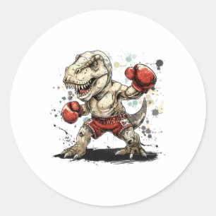 Boxing Dinosaur Boxer T-rex Kickboxing Dino Boxing Classic Round Sticker