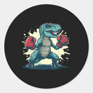 Boxing Dinosaur Boxer T-rex Kickboxing Dino Boxing Classic Round Sticker