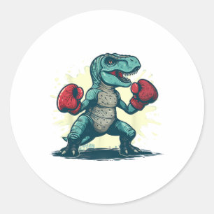 Boxing Dinosaur Boxer T-rex Kickboxing Dino Boxing Classic Round Sticker