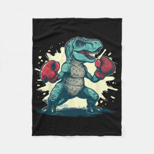 Boxing Dinosaur Boxer T-rex Kickboxing Dino Boxing Fleece Blanket