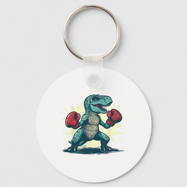 Boxing Dinosaur Boxer T-rex Kickboxing Dino Boxing Key Ring (Front)