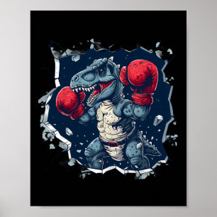 Boxing Dinosaur Boxer T-rex Kickboxing Dino Boxing Poster