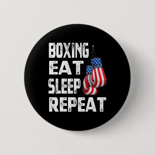 Boxing Eat Sleep Repeat Gym Boxer Kickboxing Mix M 6 Cm Round Badge