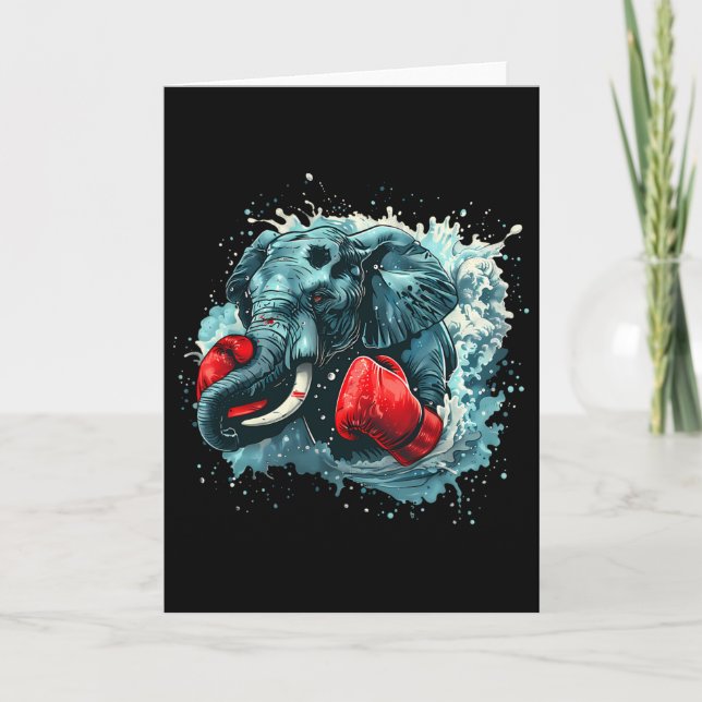 Boxing Elephant Lover Boxing Gloves Kickboxing Fun Card (Front)