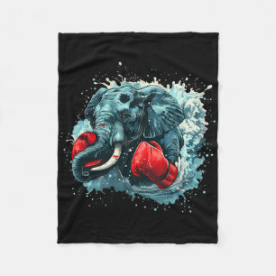 Boxing Elephant Lover Boxing Gloves Kickboxing Fun Fleece Blanket