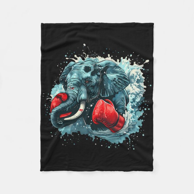 Boxing Elephant Lover Boxing Gloves Kickboxing Fun Fleece Blanket (Front)