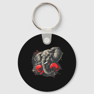 Boxing Elephant Lover Boxing Gloves Kickboxing Fun Key Ring