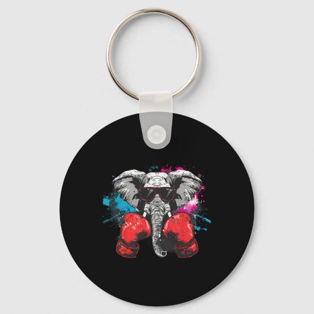 Boxing Elephant Lover Boxing Gloves Kickboxing Fun Key Ring (Front)