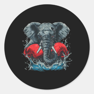 Boxing Elephant With Boxing Gloves Kickboxing Funn Classic Round Sticker