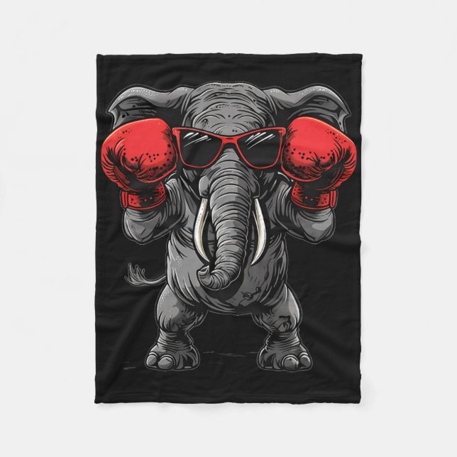 Boxing Elephant With Boxing Gloves Kickboxing Funn Fleece Blanket (Front)