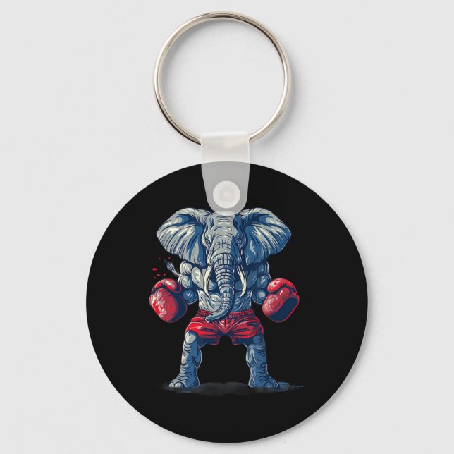 Boxing Elephant With Boxing Gloves Kickboxing Funn Key Ring (Front)