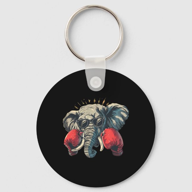 Boxing Elephant With Boxing Gloves Kickboxing Funn Key Ring (Front)