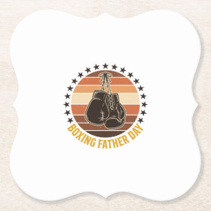 Boxing Father Day Vintage Gloves Shirt Design_1 Paper Coaster