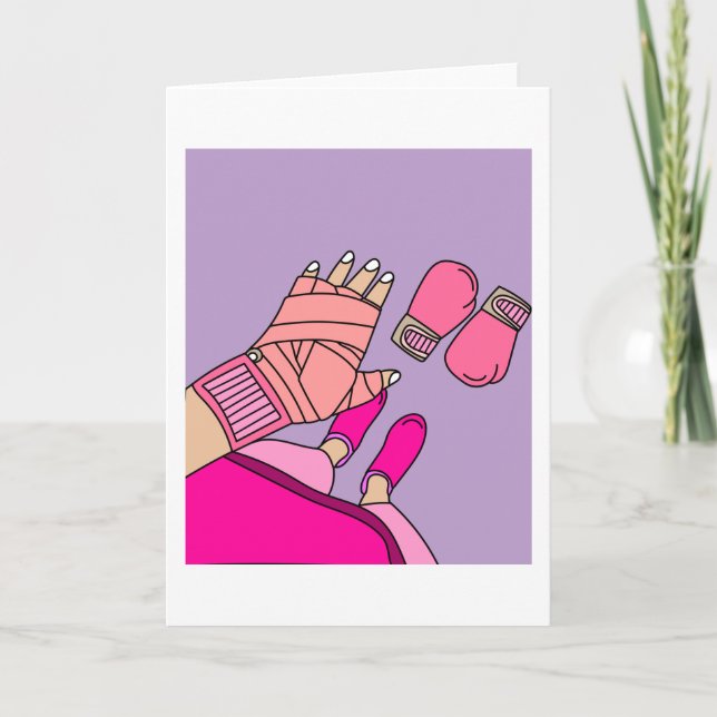 Boxing Female Boxer Retro Boxing Gloves Card (Front)