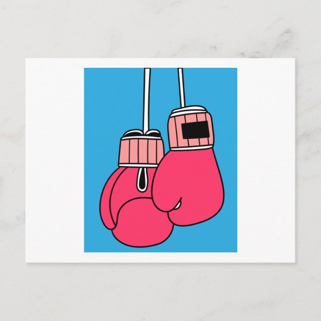 Boxing Female Boxer Retro Boxing Gloves Postcard (Front)