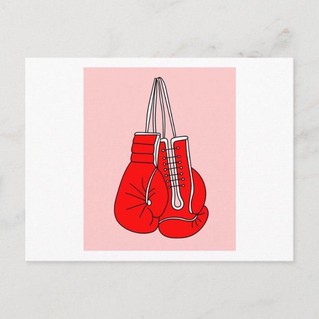 Boxing Female Boxer Retro Boxing Gloves Postcard (Front)