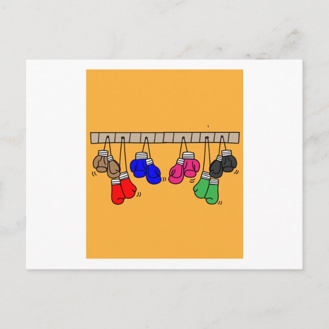 Boxing Female Boxer Retro Boxing Gloves Postcard (Front)