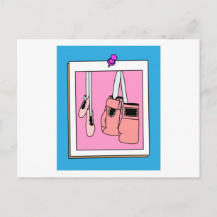 Boxing Female Boxer Retro Boxing Gloves Postcard