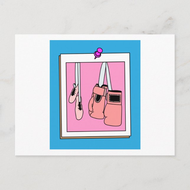 Boxing Female Boxer Retro Boxing Gloves Postcard (Front)
