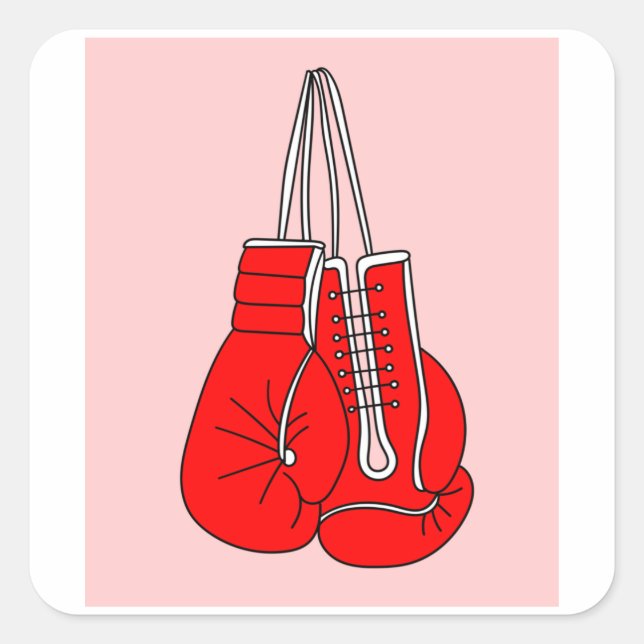Boxing Female Boxer Retro Boxing Gloves Square Sticker (Front)