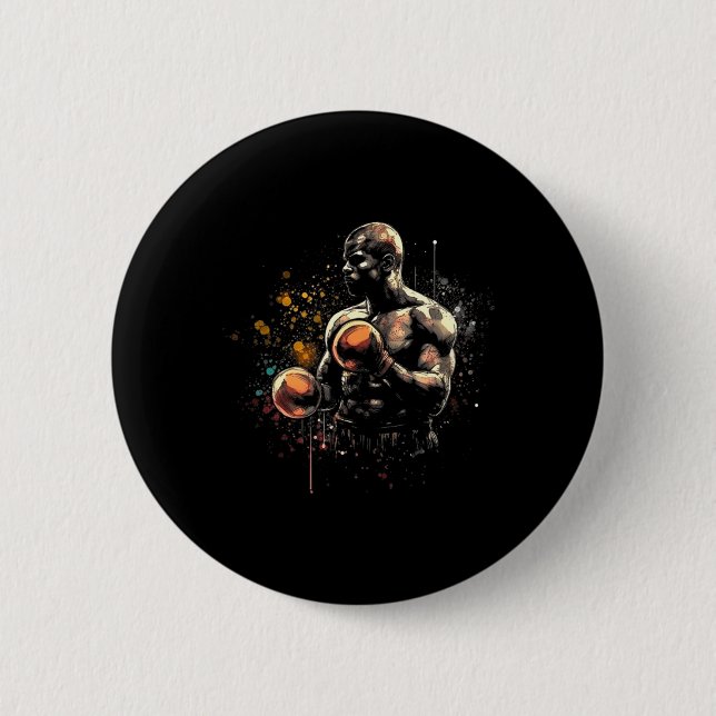 Boxing Fighter Athlete MMA 6 Cm Round Badge (Front)