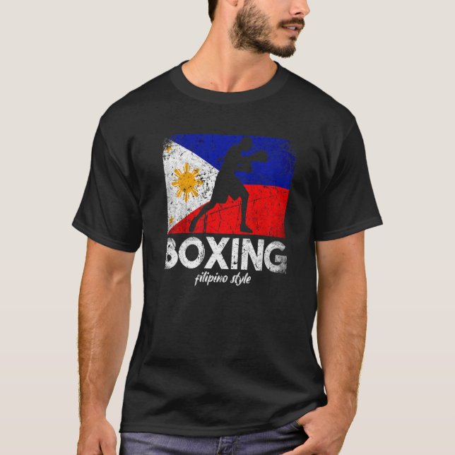Boxing Filipino Style Philippine Flag Boxing Filip T-Shirt (Front)