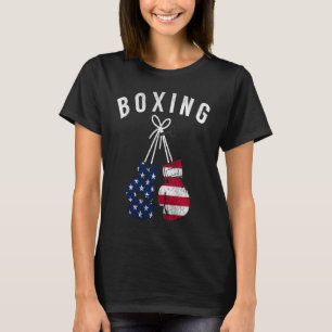 Boxing For Him Dad Men Box Gloves American Flag U T-Shirt