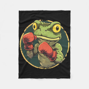 Boxing Frog With Boxing Gloves Kickboxing Funny Bo Fleece Blanket