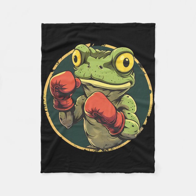 Boxing Frog With Boxing Gloves Kickboxing Funny Bo Fleece Blanket (Front)