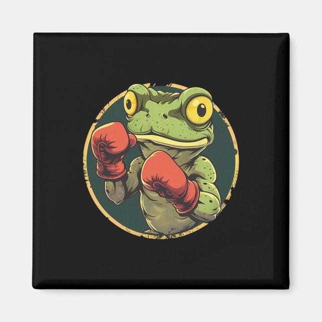 Boxing Frog With Boxing Gloves Kickboxing Funny Bo Magnet (Front)