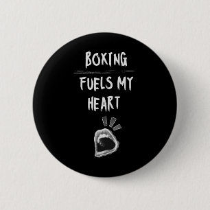 Boxing Fuels My Heart Punching Bag Gloves Workout  6 Cm Round Badge