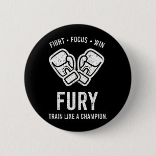 Boxing Fury Fight Focus Win Train Like Champion 6 Cm Round Badge