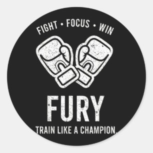 Boxing Fury Fight Focus Win Train Like Champion Classic Round Sticker