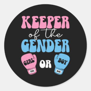 Boxing Gender Reveal Idea Party Keeper Of The Gend Classic Round Sticker
