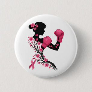 Boxing Girl Breast Cancer Awareness Pin