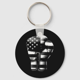 Boxing Glove American Flag - Vintage Patriotic Box Key Ring