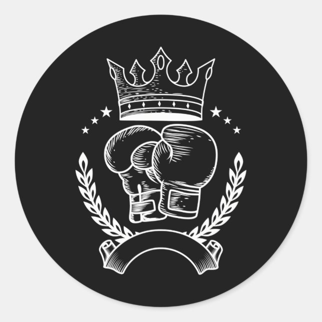 Boxing Glove Crown Boxer Coach Combat Sport Classic Round Sticker (Front)