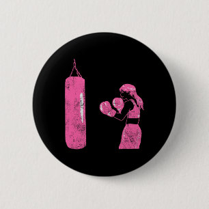 Boxing Glove Girl Boxer Coach Combat Sport Trainee 6 Cm Round Badge