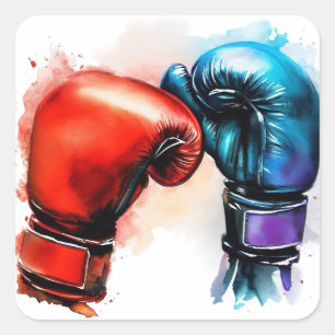 Boxing Gloves Art Square Sticker