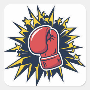 Boxing Gloves Art Square Sticker