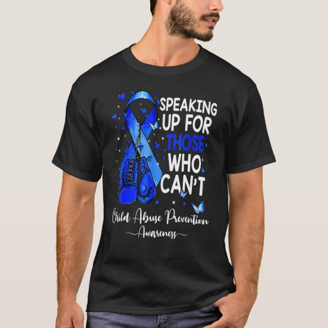 Boxing Gloves Blue Ribbon Child Abuse Prevention A T-Shirt (Front)