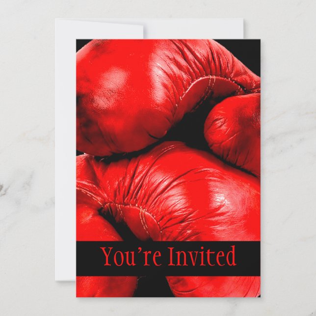 Boxing Gloves Boxer Grunge Style Invitation (Front)