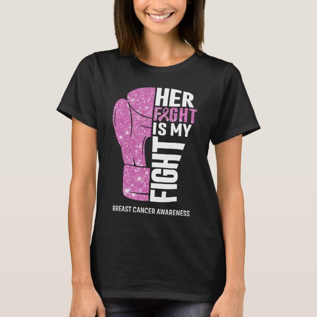 Boxing Gloves Breast Cancer Warrior T-Shirt (Front)