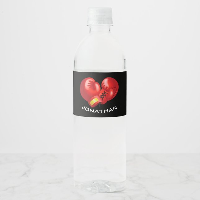 Boxing Gloves Design Water Bottle Label (Front)