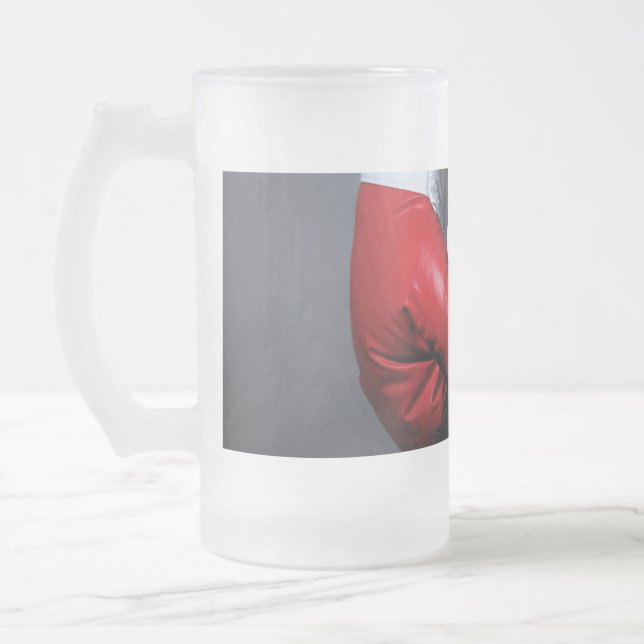 Boxing gloves  frosted glass beer mug (Left)